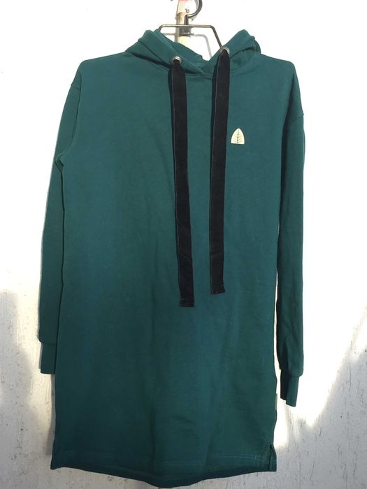 Суичър с качулка тъмнозелен