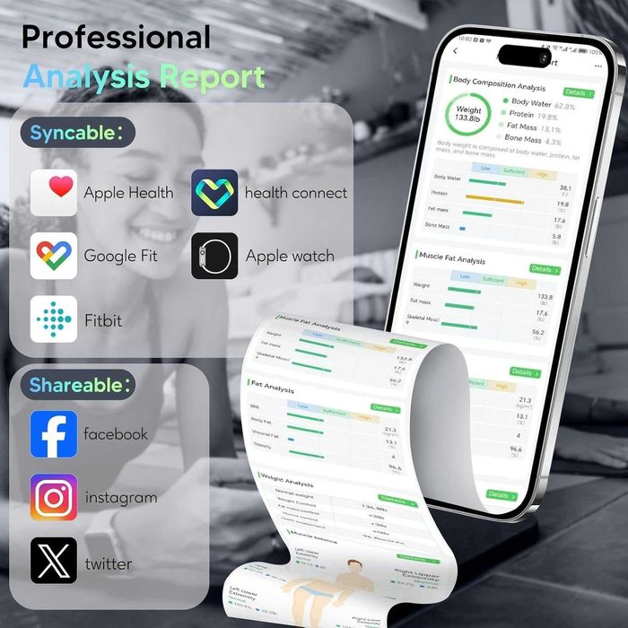 Cântar Smart Arboleaf 8 Electrozi - 26 Metrici - Analiză Corporală