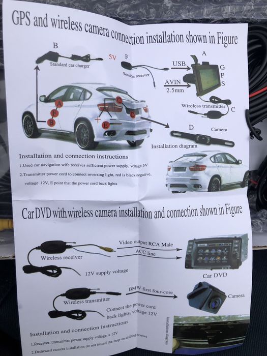 Задна камера с рамка за номер и Монитор с всички кабели само за 120 лв