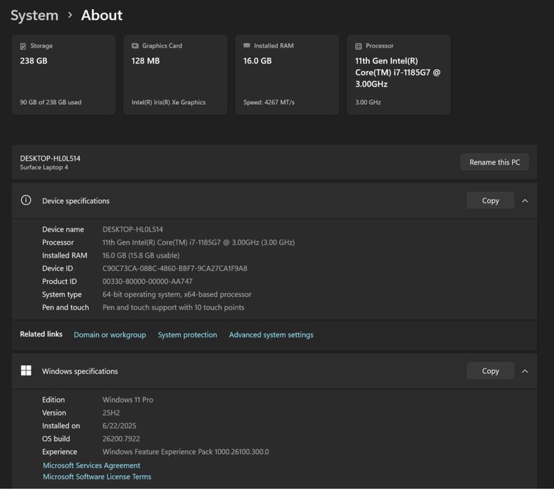 Micrasoft surface laptop 4