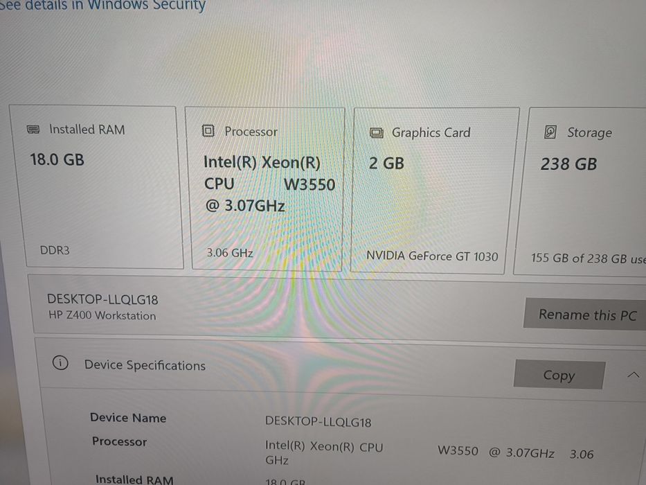 Vand PC Delll Z400 workstation, 18GB RAM 2GB video