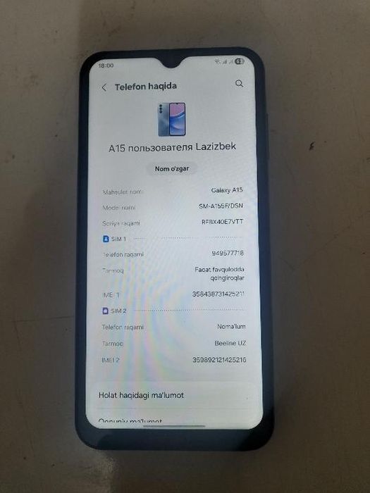 Samsung A15 sotiladi yoki obmen