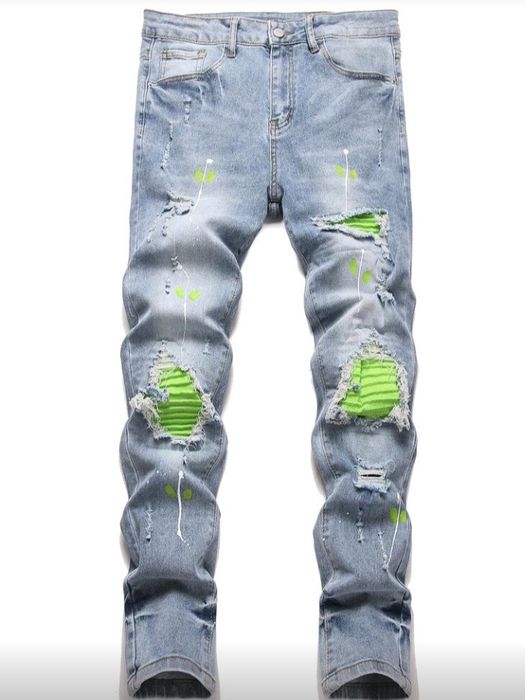 Chillumni Blugi casual pentru bărbați, spălați, cu buzunar oblic, de z