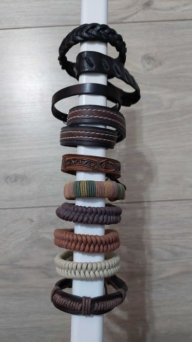 Set 10 brățări piele, gama maro și negru