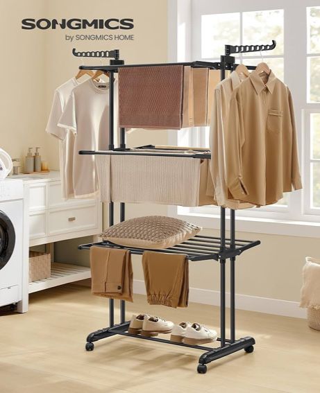 Сушилник за дрехи на колелца от неръждаема стомана