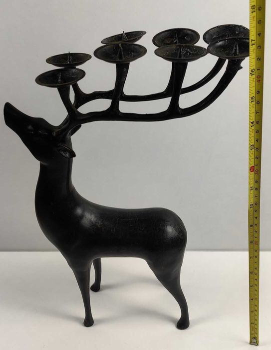 1,775 КГ Разкошен Голям СВЕЩНИК ЕЛЕН РОГА Месинг Или Бронз