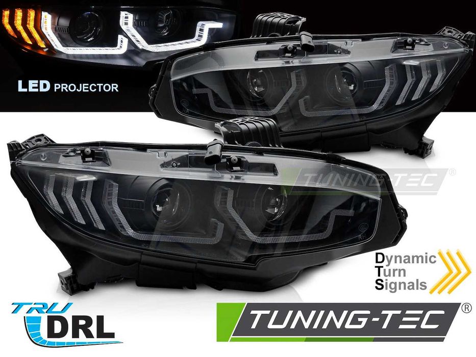 Faruri Full LED (DRL) și semnalizare dinamică HONDA CIVIC X 2016–2021