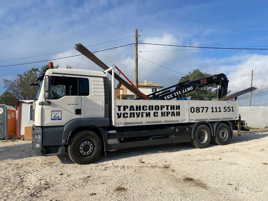 Камион с кран 24.5м  Транспортни услуги с кран варна кран Варна