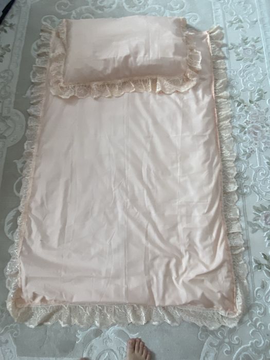 Set lenjerie pat fetițe culoare roz piersica