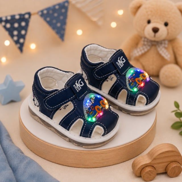 Sandalute bleumarin cu luminite pentru super bebelusi - Masinuta, Marimea 21