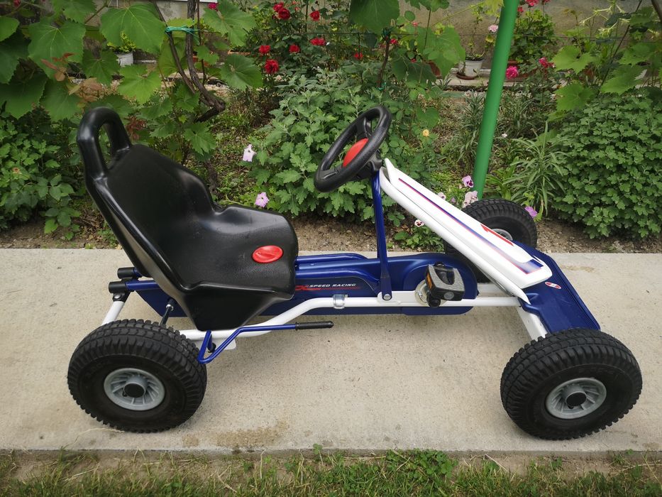 Cart/Kart cu pedale pentru copii PUKY F600 L 5-10 ani alb/albastru