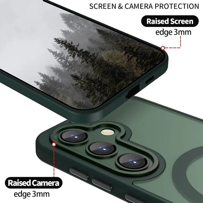 Матов magsafe кейс за samsung galaxy s26 - тъмно зелен - със защита на