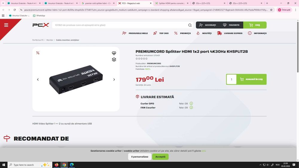 Splitter / Switch HDMI  - Nou / Garantie