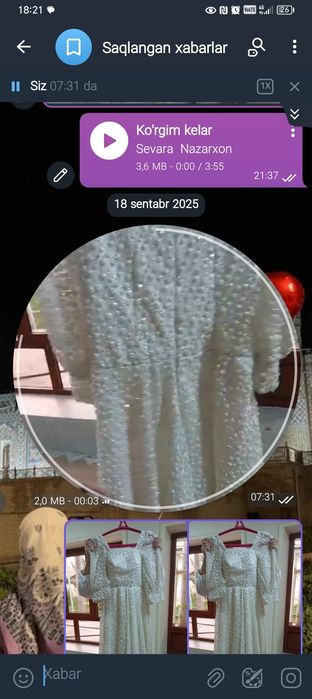 Vecherniy kuylak srochna sotiladi