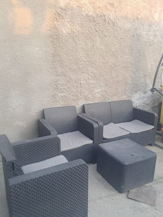 De vânzare,mobilier gradina ratan plastic canapea,două fotolii