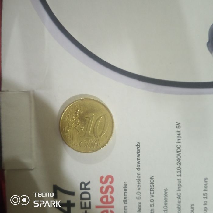 Монета 10 евро цент