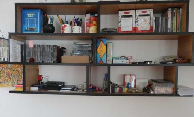 Etajera din pal nuanta stejar, patru niveluri