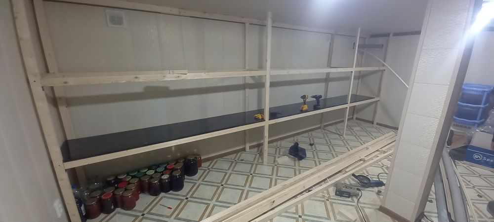 Стелаж яасаймиз подвалда ва складларга
