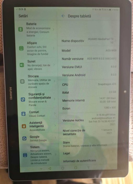 Tableta Huawei model T10 2gb ram 32 gb mem. Int si husa