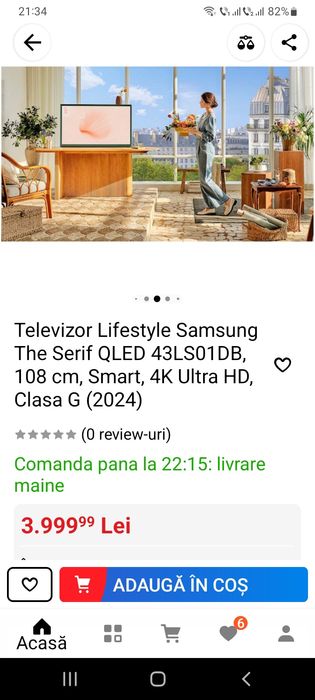 Tv Samsung The Serif QLED 43LS01DB,4K Ultra HD Clasa G,2024