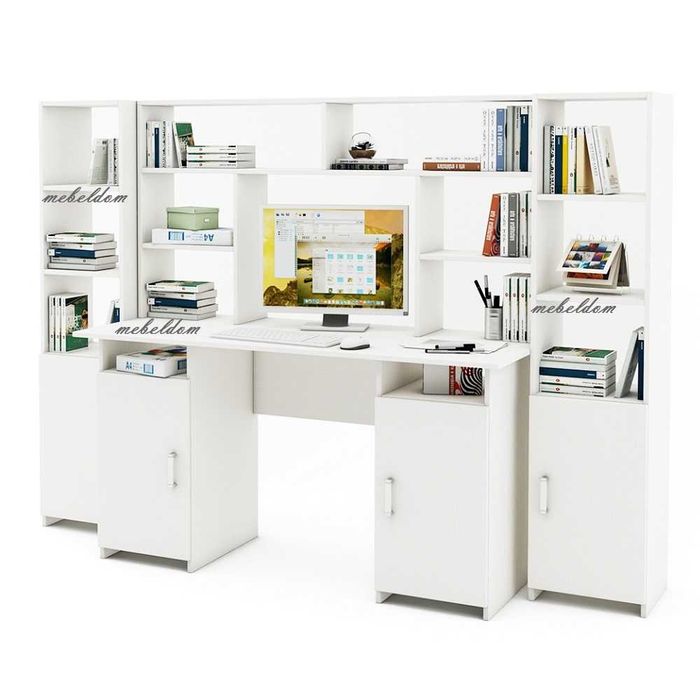 Бюро 143см. с надстройка,2 врати и 2 етажерки с плавни врати(код-0917)