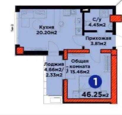 Продается коробка в новостройке Ж/К Kislorod 2/16/16