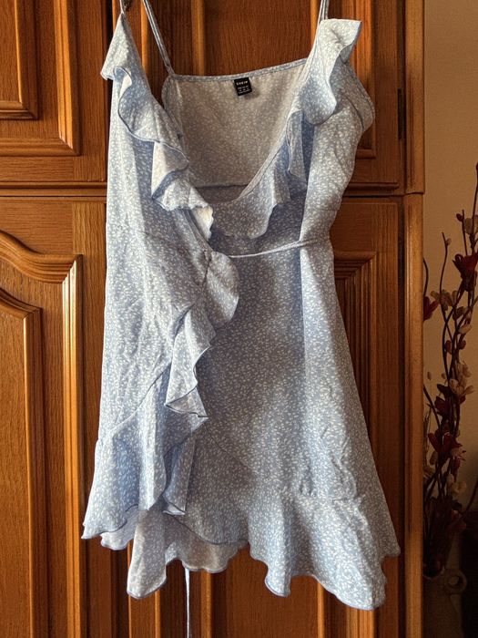Rochie de vară SHEIN bleu cu volane, mărimea M