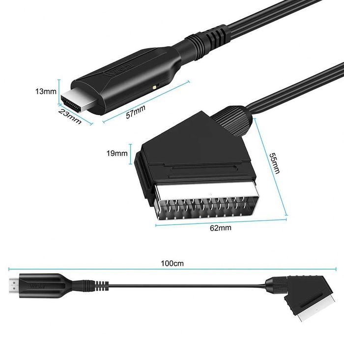 Cablu convertor HDMI la SCART cu alimentare USB pt TV vechi Full HD