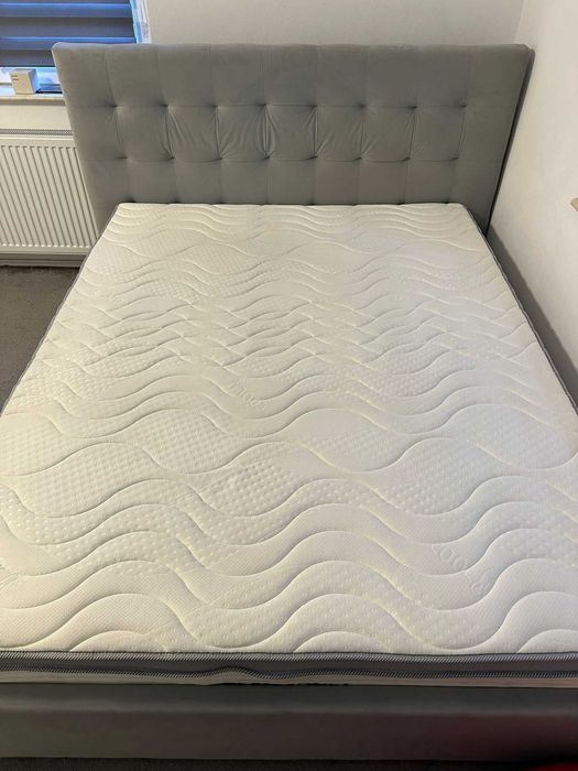Pat tapițat + saltea DreamZone 160x200 somieră rabatabilă