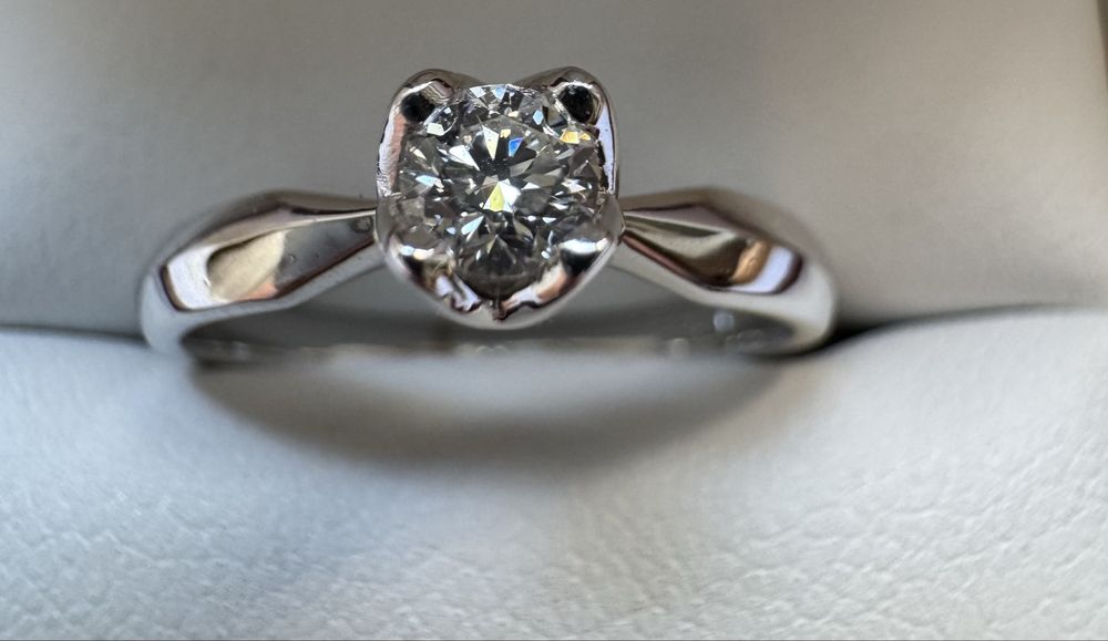 Inel logodna marimea 50 aur alb diamant natural