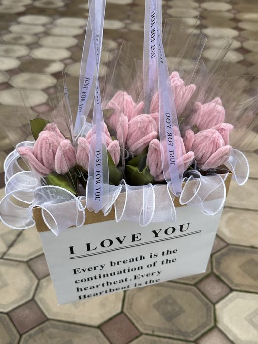 Цветы, тюльпаны ручной работы. Букеты handmade.