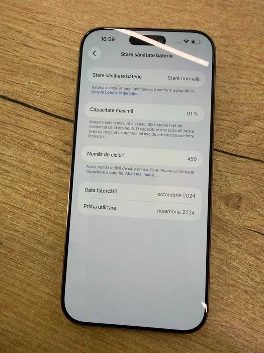 iPhone 16 Pro Max 256GB Stare Exceptionala 91% Baterie