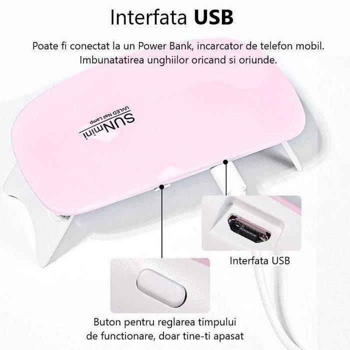 Lampa cu UV pentru uscare unghii, portabila  - Transport gratuit