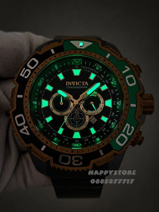 INVICTA Commandor Titanium green/gold 71 mm, Инвикта нов мъжки часовник