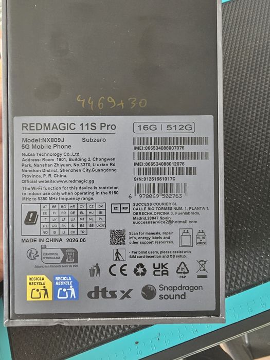 Redmagic 11 S Pro, 16/512 GB, Sigilat, negru sau gri, Garanție