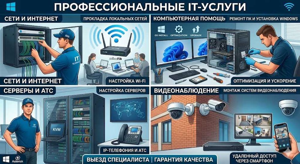 Профессиональные IT-услуги: Компьютеры, Сети, Серверы и Камера