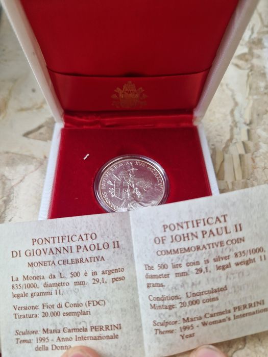 Сребърни Ватикана 500лири 1992г и 1995г UNC