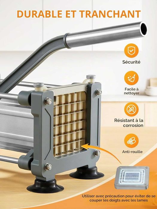 REDUS de la 390 RON, Taietor Profesional de cartofi pai si legume, 3 lame dimensiuni 6 , 9 si 12 mm, constructie solida inox