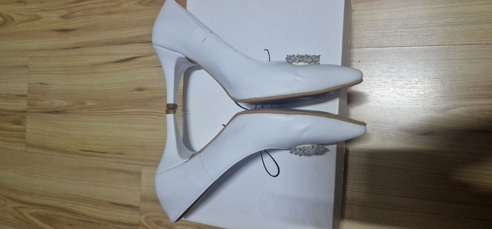 Pantofi de mireasa, albi, Ancolette, 38