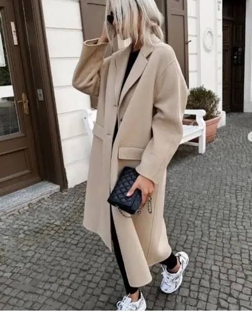 Palton lung oversize camel double faced mix de lana Zara marimea XS S