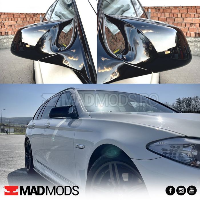 Set capace oglinzi M BMW Seria 5 F10 F11 F18 NFL Non-LCI, Negru lucios