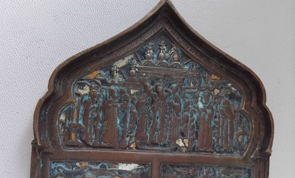 Стара Руска бронзова  икона 18век