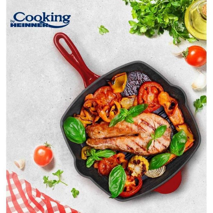 Tigaie Grill Heinner Red Line 26.5x4.5CM din Fonta Emailata Rosu
