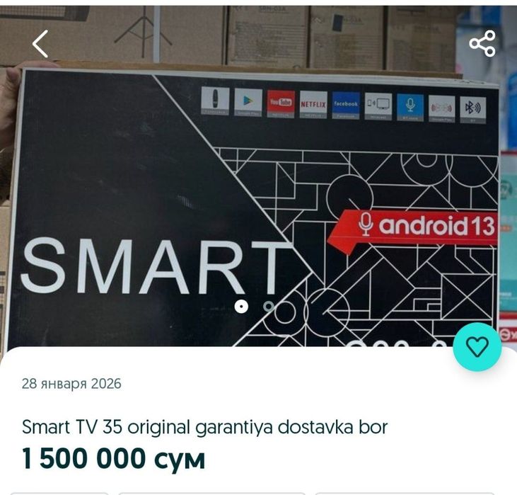 Tilvezor Samsung 35 Dyagnali Smart Yangi 1 Oylik