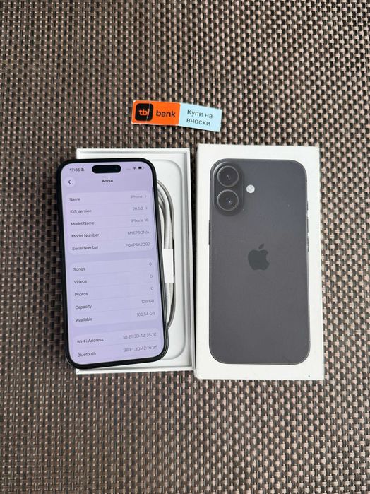 КАТО НОВ! iPhone 16 Лизинг от 20€/мес Black 128GB  черен