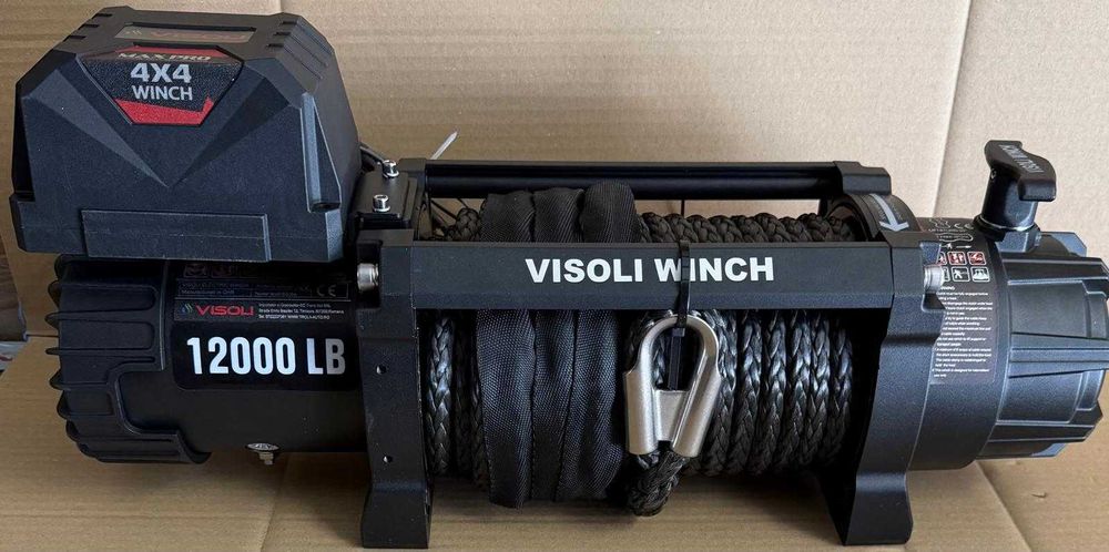 Troliu auto electric 12000lbs/5450kg cu cablu sintetic