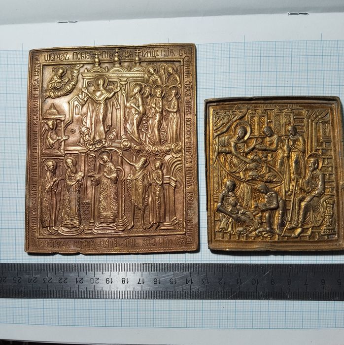 Икона меднолитая, старинная