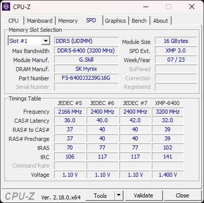 RAM G.Skill de 32GB(2x16GB) DDR5-6400, CL32 F5-6400J3239G16GX2-TZ5K