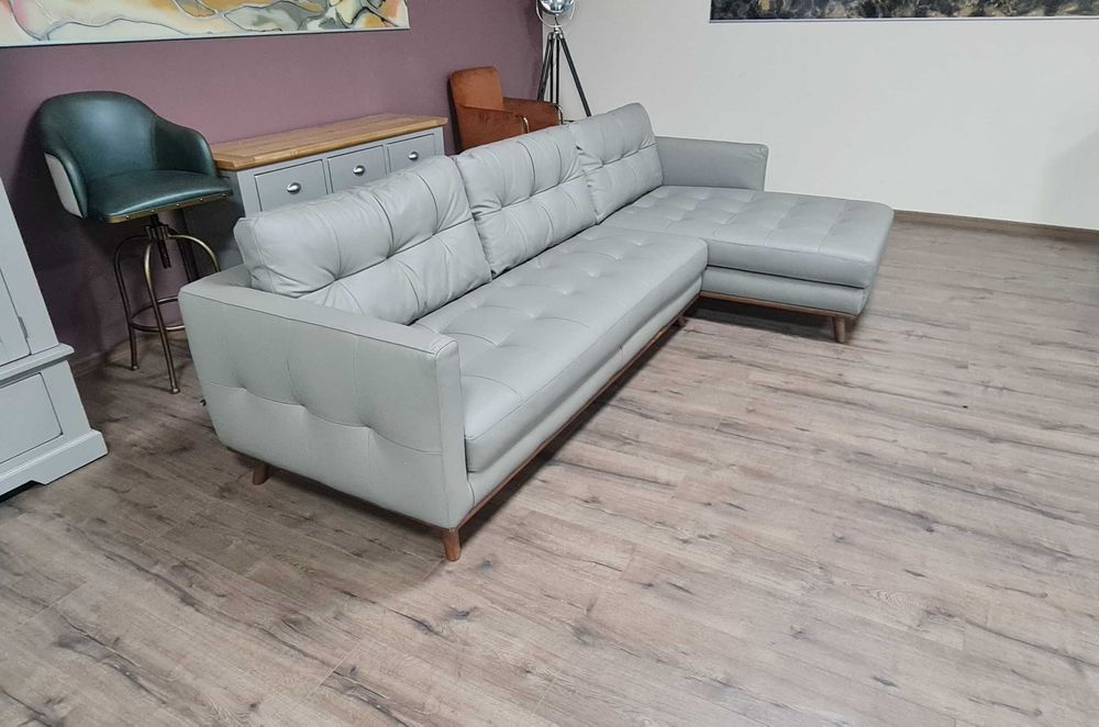 ПРОМОЦИЯ! Сив кожен ъглов диван Dwell Albi