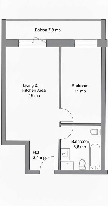 Apartament in bloc 2026, et 1, 2 camere, finisat